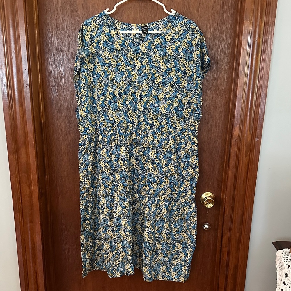 NWT EMERY Rose Midi Dress in Blue and Yellow